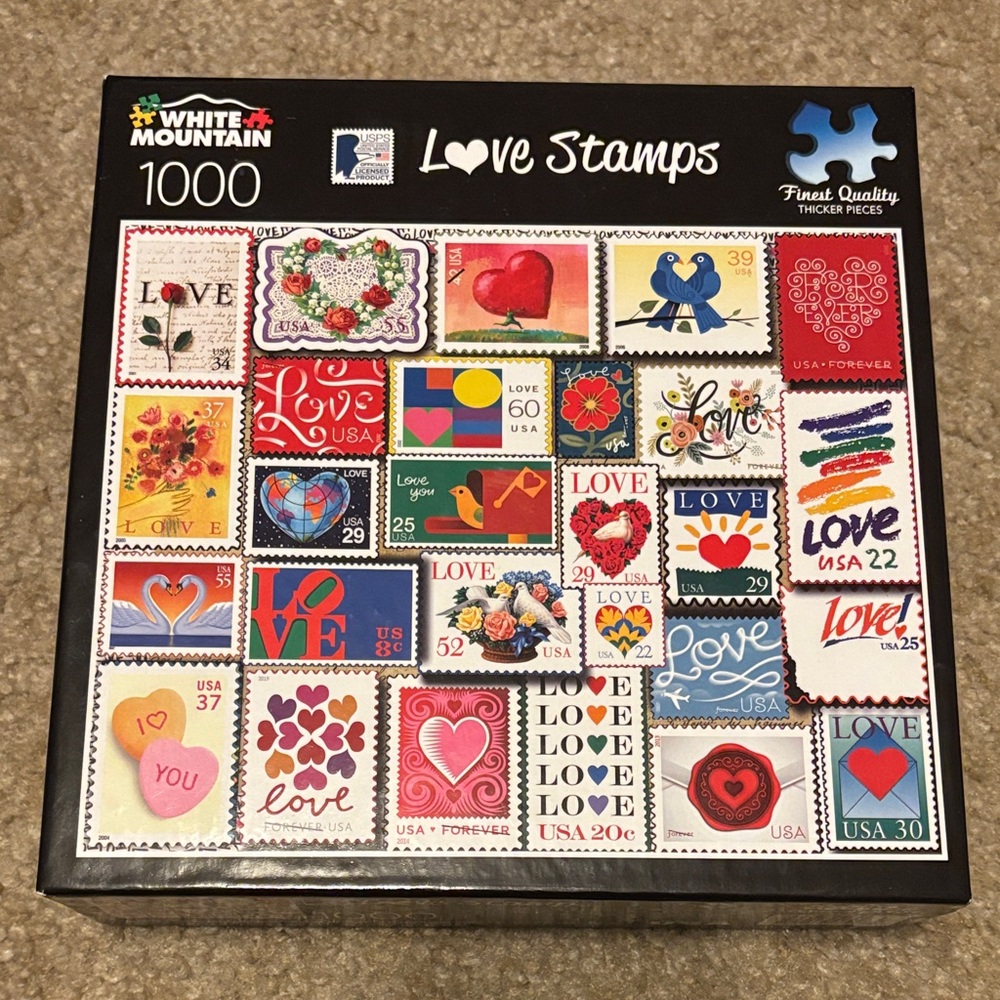 White Mountain Love Stamps Jigsaw Puzzle - Multicolored Stamp Collage